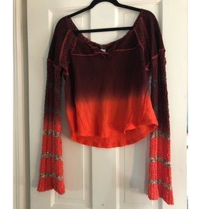 Ombré T-shirt with crochet long sleeves NEVERWORN